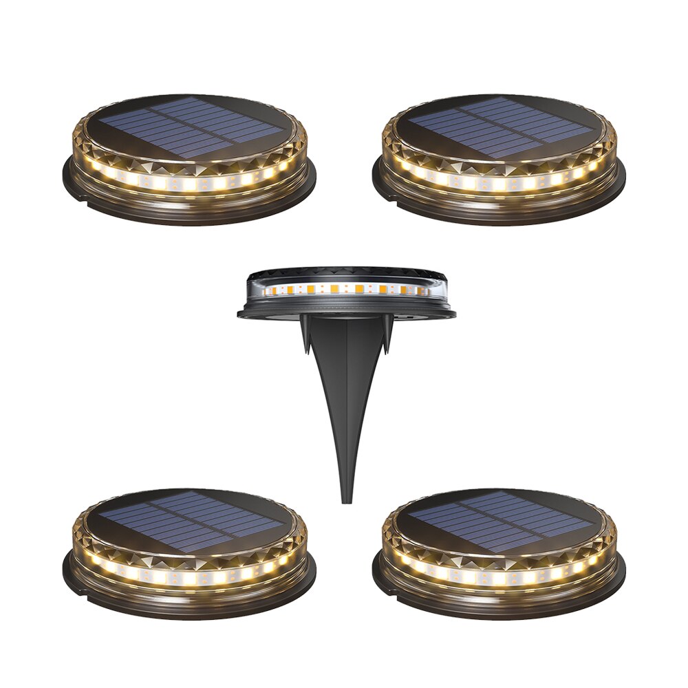 Ground Lamp IP65 Waterproof Landscape Light Disk Lights Gutter 17 LED Durable Buried Light Garden Decking Solar Power: 4pcs