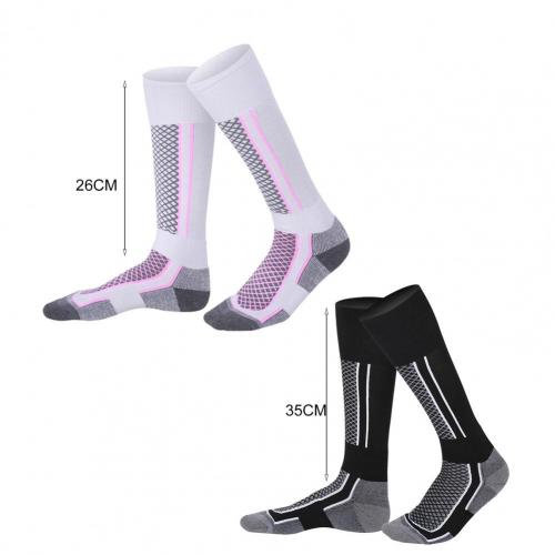 1 paar Winter Männer Frauen draussen Sport Snowboard Baumwolle Thermische Warme Lange Ski Socken: Rosa Weiß