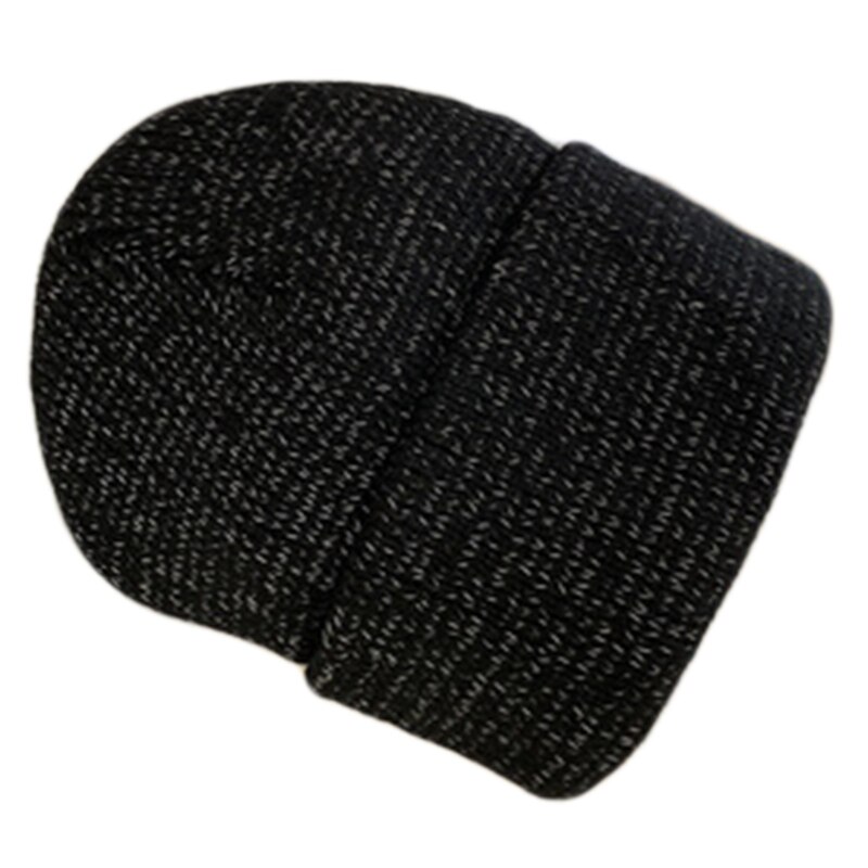 Reflective Knitted Beanie Hat Winter Warm Night High Visibility Safety Skull Cap Y1QD: Black