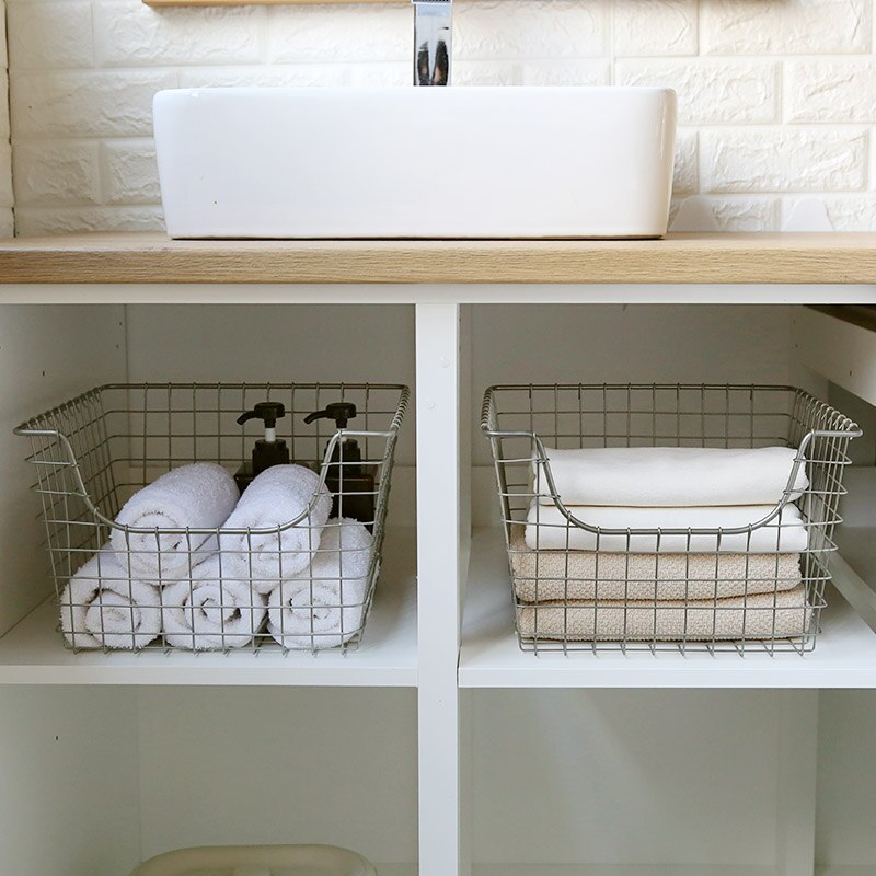 Wire Metal Basket for Kitchen, Office, Bathroom, Mudroom, Entryway, Laundry Room