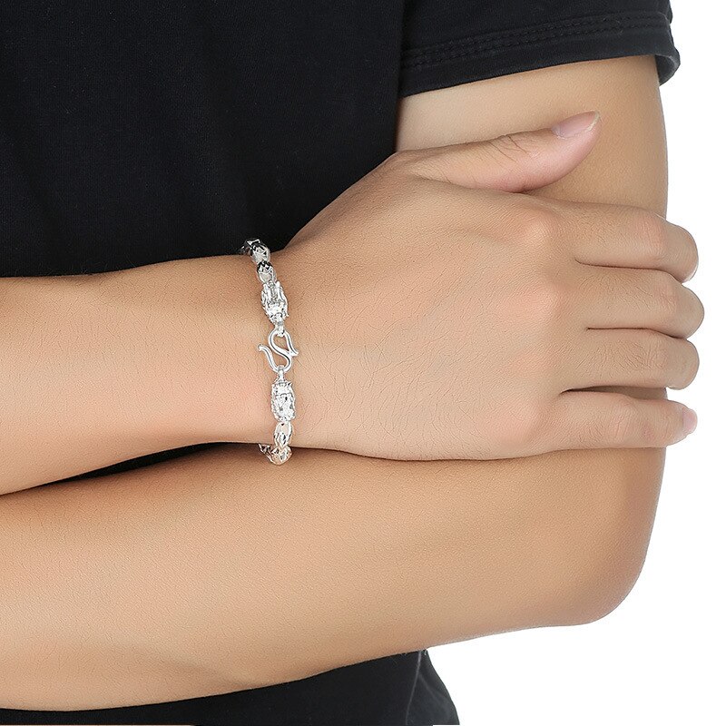 New 925 silver bracelet men's chinese style personality dominant retro dragon bracelet jewelry