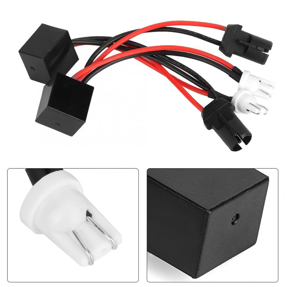 2pcs T10 LED Light Canbus Headlight Decoder Anti Flicker Error Canceller Halogen to LED Adapter for Turn Signals