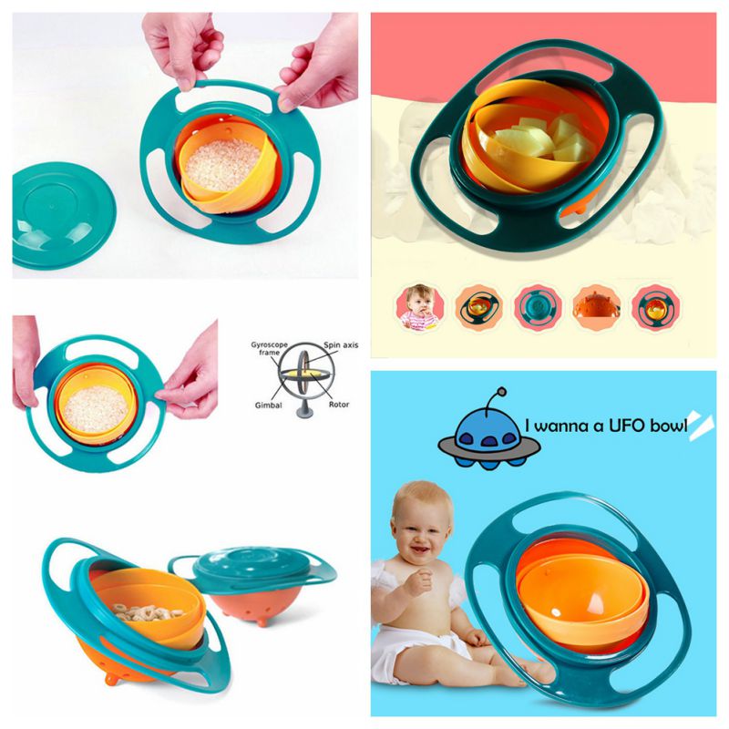 Magic Bowl 360 Rotate Spill-Proof Infants Toddler Baby Kids Training Feeding Bowl Practice Feeding Spill no spill