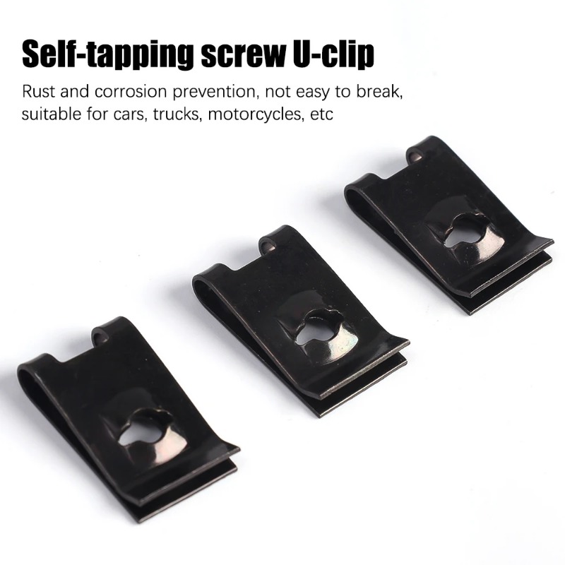 Auto selbstschneidende Schrauben U-Clips Stoßstange Kotflügel Zierplatte Befestigungselemente Automotive Metall U-Clips Auto Stoßstange schwarze Klemmen