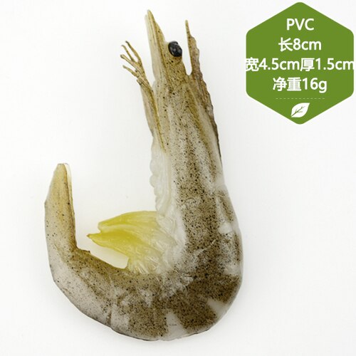 Modelo de camarón de simulación, decoración de comida de gambas, casa de juegos para niños, juguetes, suministros de Educación Temprana, accesorios de fotografía: PVC Green Shrimp