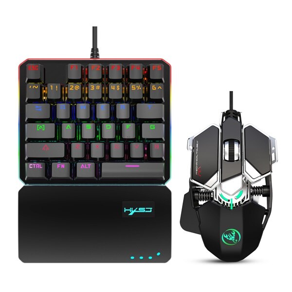 V200 + J600 USB Verdrahtete Mechanische Spielen Tastatur und Maus Einhand Tastatur + Makro Programmierung Mechanische Spielen Maus: Schwarz