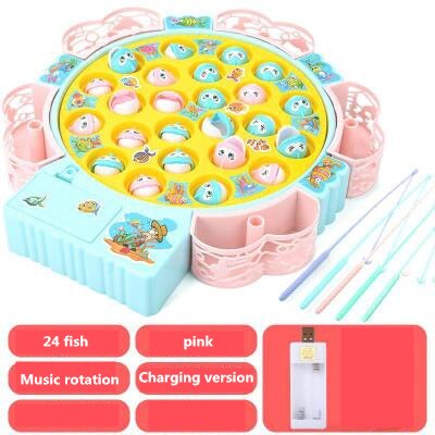 Kids Fishing Toys Electric Rotating Fishing Play Game Musical Fish Plate Set Magnetic Outdoor Sports Toys for Children: 7