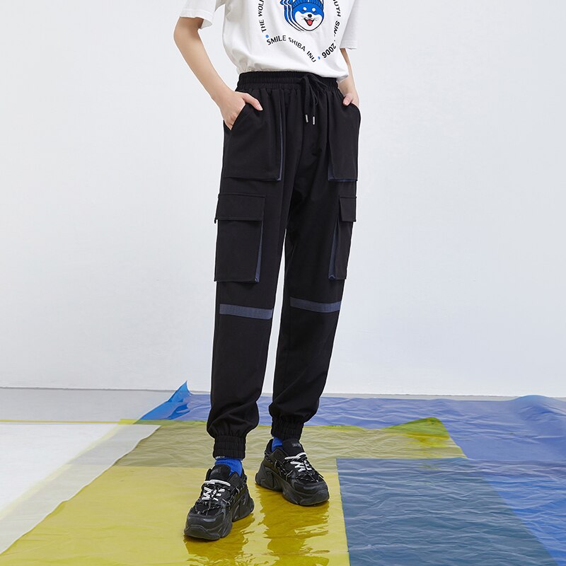 Toyouth-Pantalones deportivos para mujer, pantalones bombachos informales con múltiples bolsillos y cordón, estilo callejero, para verano,
