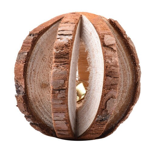 Cute Natural Wooden Pine Dumbells Roman Column Roller Chew Toys for Guinea Pigs Small Pet Molars Supplies Rabbits Hamster Toys: With bark ball