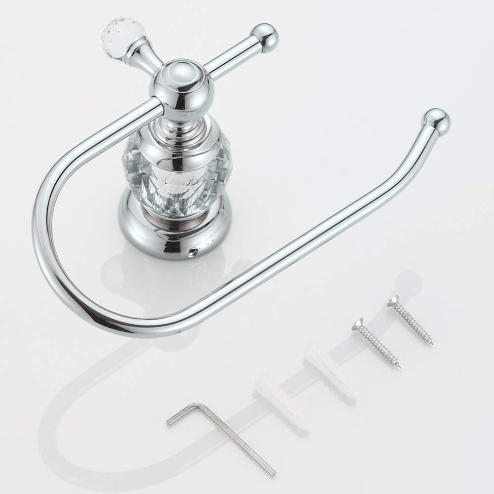 Chrome Crystal Toilet Paper Holder Solid Brass Roll Holder Polish Shlef Paper Towel Wall Mounted Bathroom Accessories