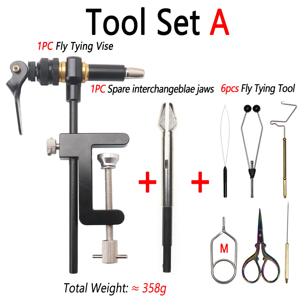 Bimoo 360° ° Rotatie C-Clamp Vliegbindset Bankschroef Gehard Stalen Kaken Jig Lokken Maken Tool Spoel Houder Threader Vliegbindset tool 200D: Rood