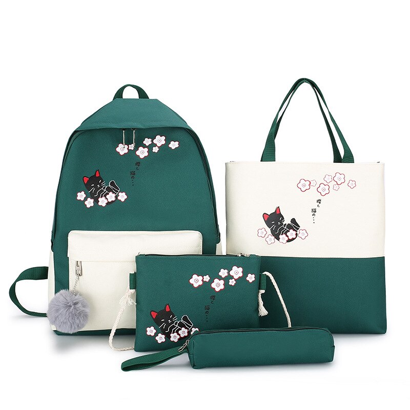 5 Delige Set High School Rugzak Tassen Voor Tienermeisjes Canvas Rugzak Vrouwen Bookbags Tiener Student Schooltas