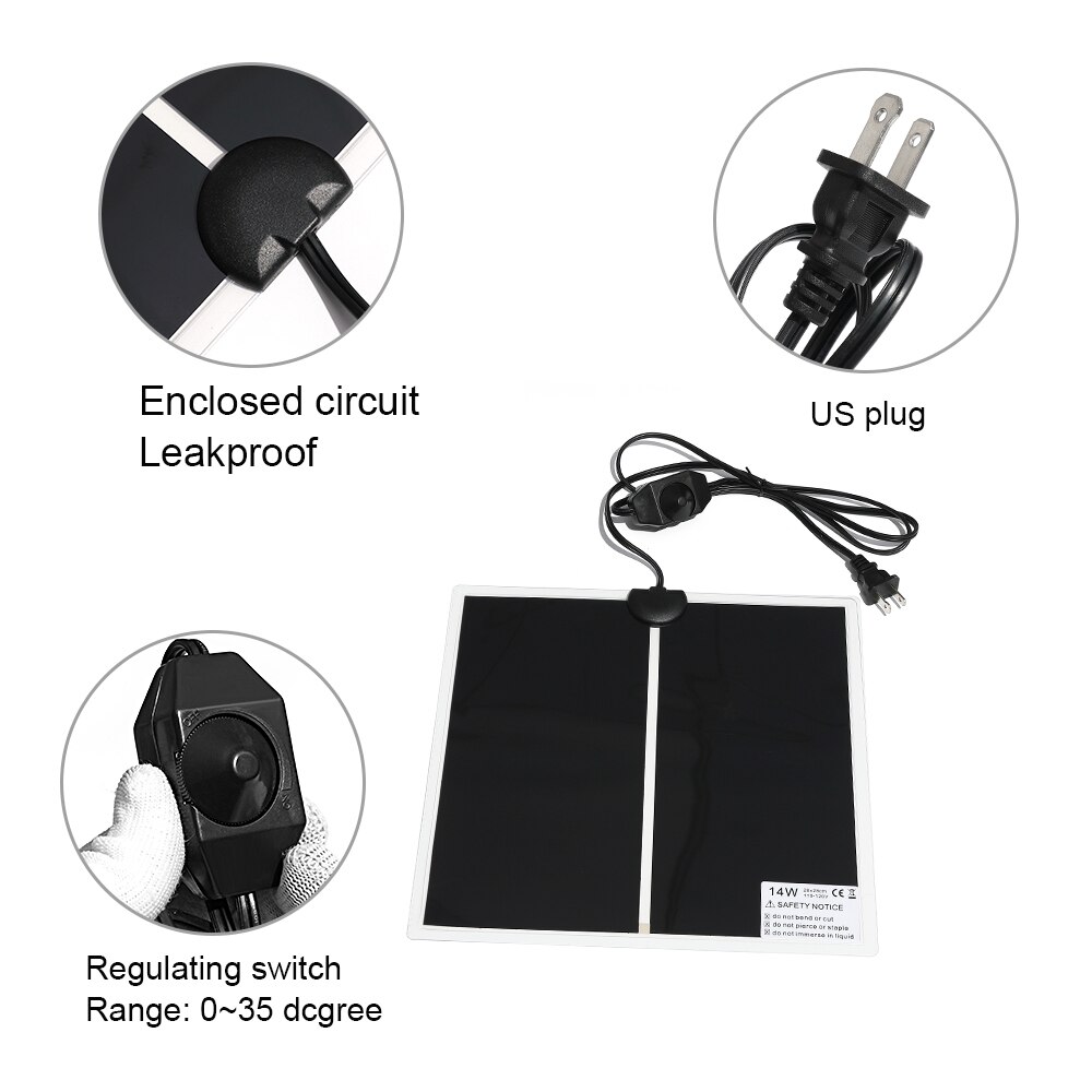 28*28Cm Terrarium Reptielen Warmte Mat 5-45W Klimmen Huisdier Verwarming Warm Pad Verstelbare Temperatuur Controller incubator Mat Gereedschap
