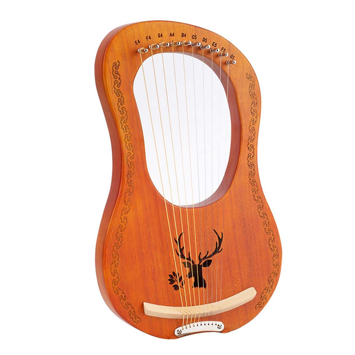 7 Schnur Holz Mahagoni Leier Harfe Saiten Musical Instrument mit aufsammeln stimmen Hammer Reinigung Tuch Harfe Instrument: Elch LightBrown