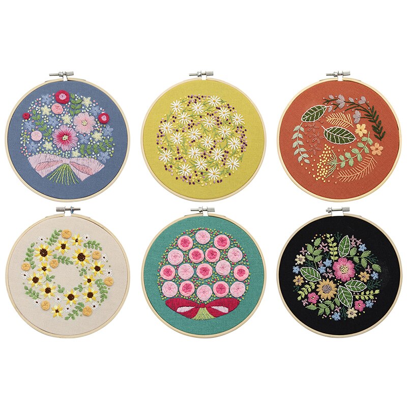 DIY Embroidery Plants Cherry Tree Handwork Needlework for Beginner Cross Stitch Kit Ribbon Painting Embroidery Hoop Home Decor