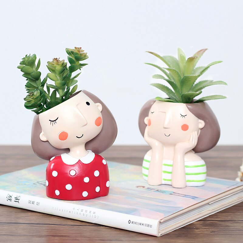 4 Stuks Meisje Bloempot Desktop Ornament Europese Stijl Succulenten Planter Pot Mini Bonsai Cactus Bloempotten Home Decor Craft