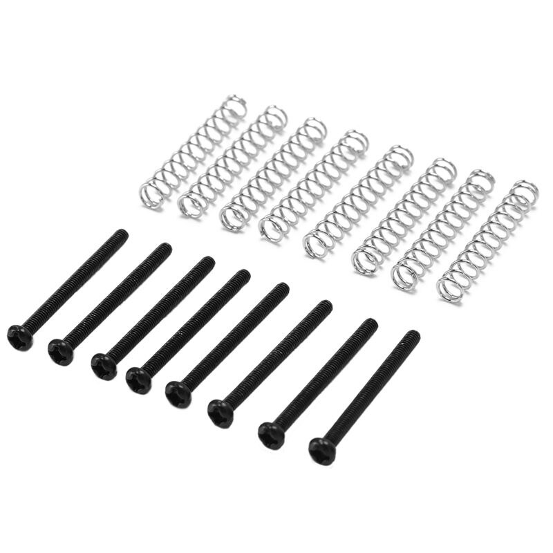 Xsxs --8 stk  m2.5 x 32mm elektriske gitar humbucker pickuper juster høyde skrue og fjær - tonehøyde 0.4mm: Svart