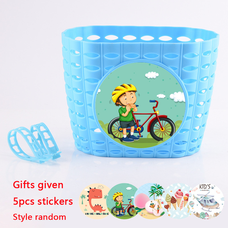 Sacs de guidon avant de vélo pour enfants, sacoches de vélo en plastique imperméables pour garçon et fille, ensemble de paniers de vélo génériques avec autocollants: Bourgogne