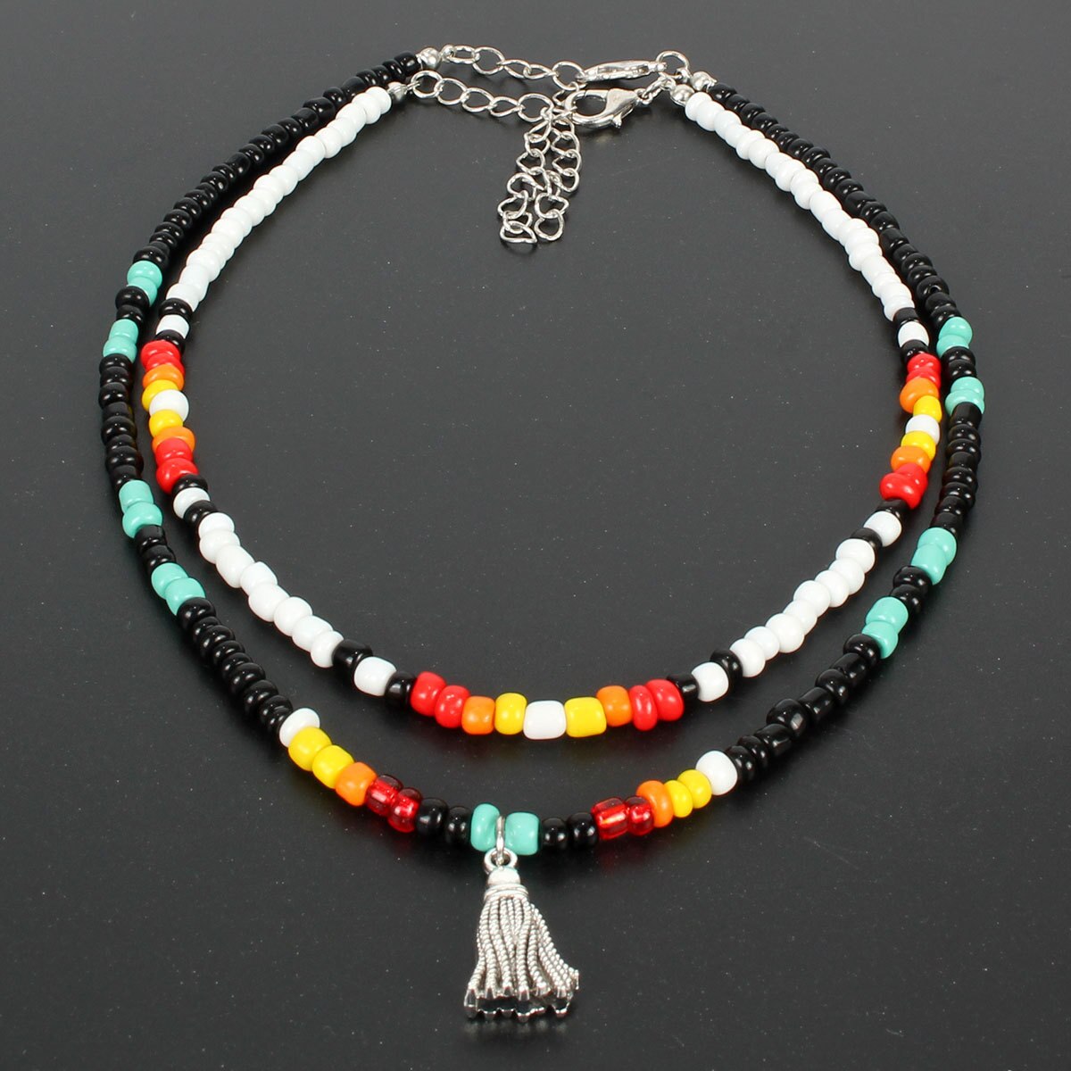 European and American retro simple Bohemian style sea star shell necklace with color rice Necklace factory