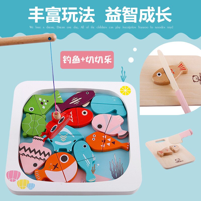 Wooden Marine Fishing Educational Toys Magnetic Girl Play House Chess 1-3 Years Old Boy Child Early Education Toys