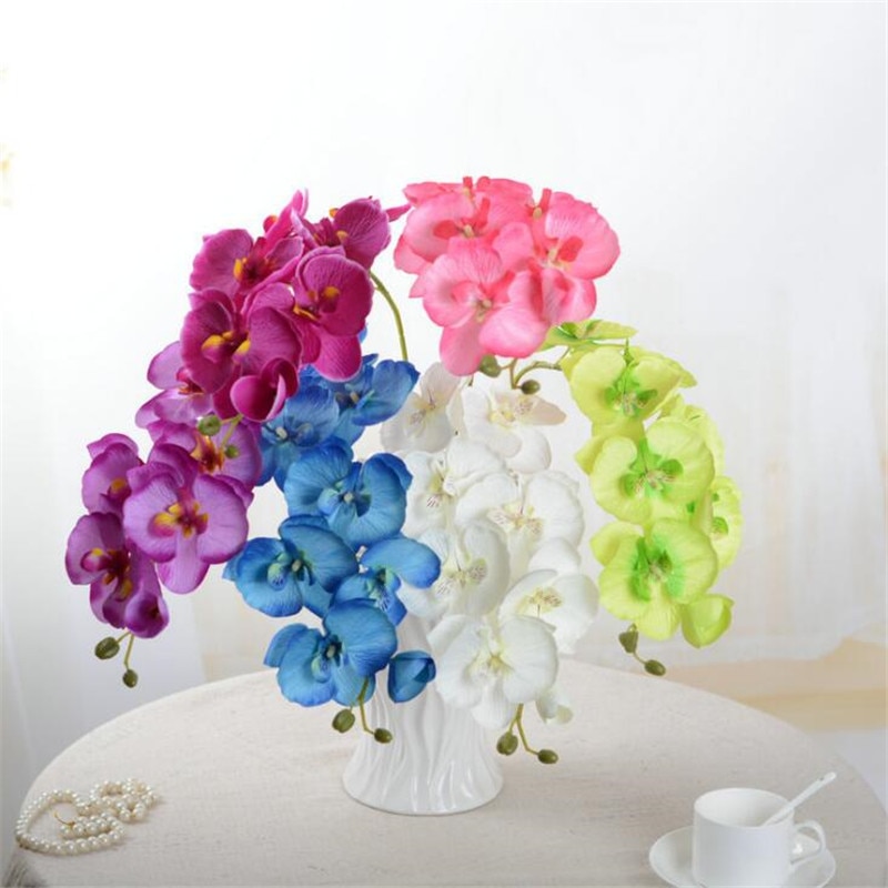 8 head artificial butterfly orchid wedding decoration flower bouquet festival party decoration flower branch diy decoration