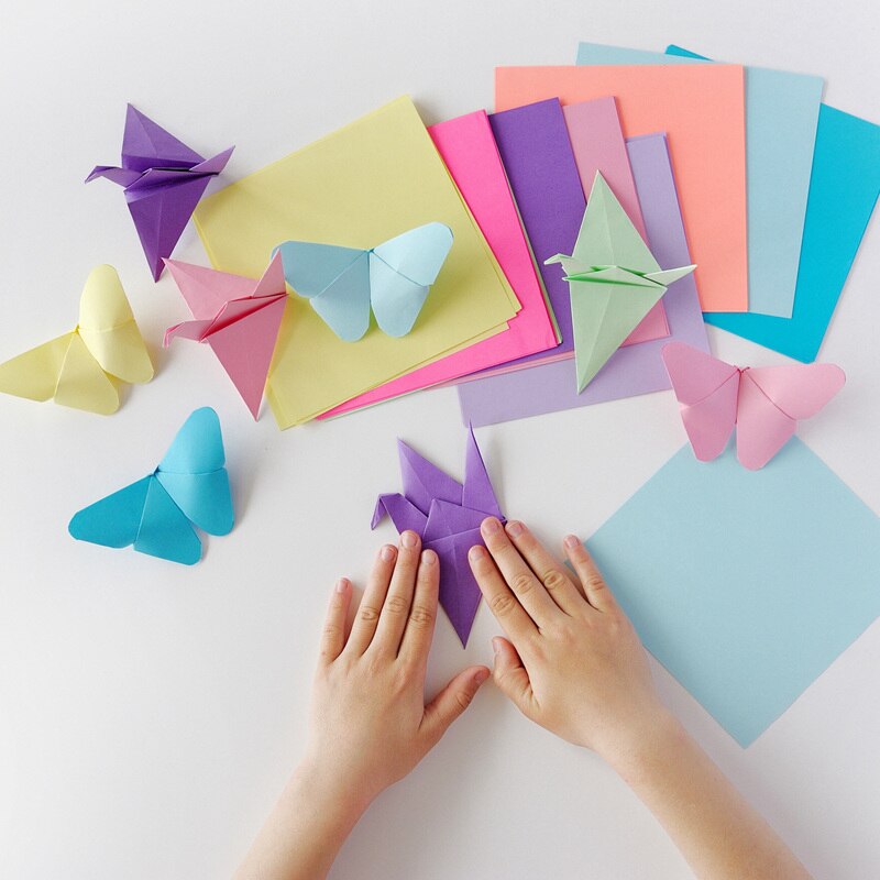 100 stk firkantet origami papir dobbeltsider ensfarvet foldepapir flerfarvet børn håndlavet diy scrapbooking håndværk indretning