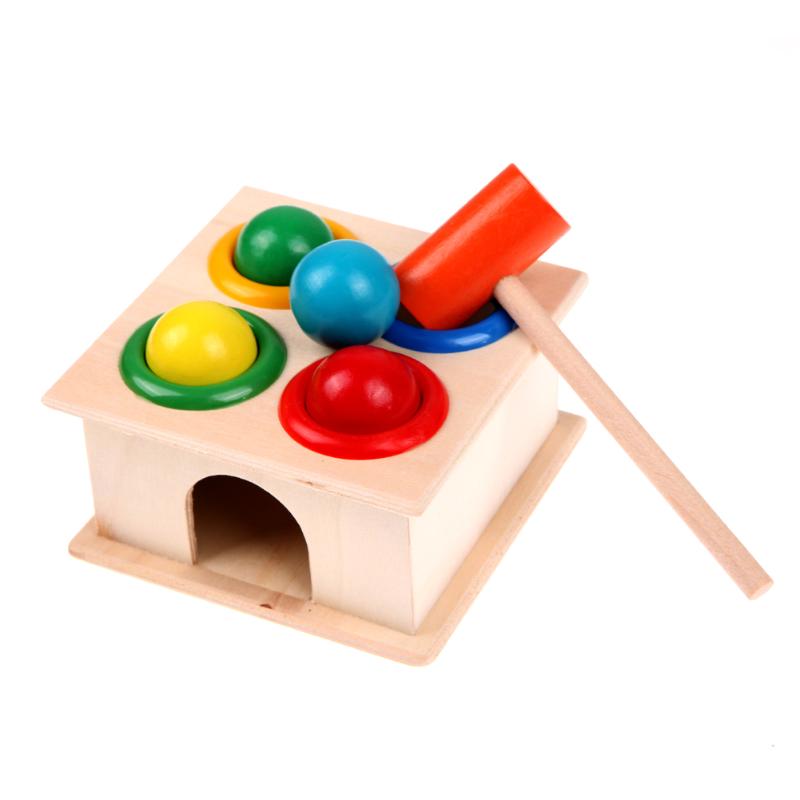 Jouets de jeu à la main pour bébés, boule de bois colorées à marteler + boîte à marteaux, jouets éducatifs pour apprentissage précoce, banc,