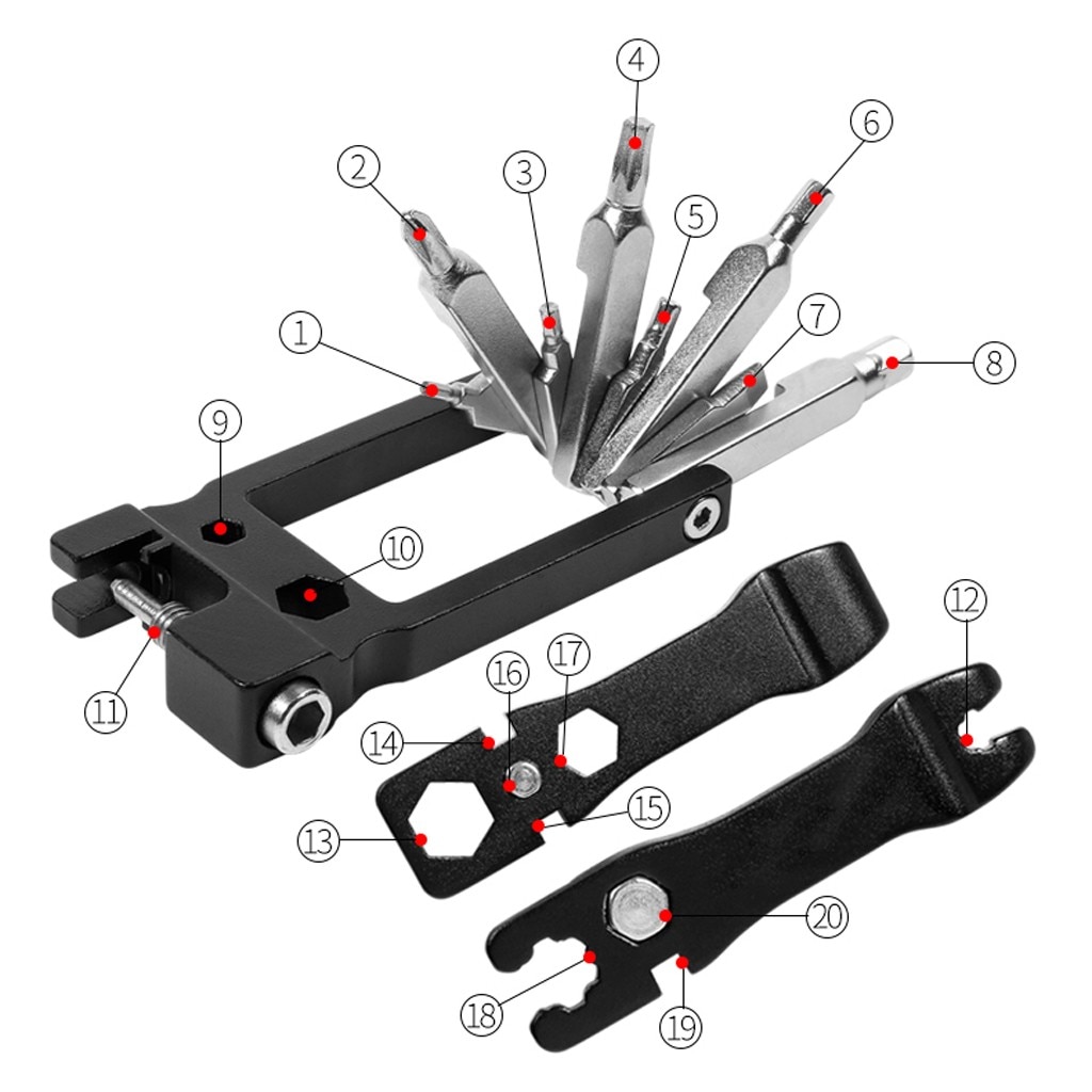 Portable Bike Repair tools 20-in-1 Multi-function Cycle Bicycle Repair Kit Bicycle Repair Tool Outdoor Repair Accessories#20