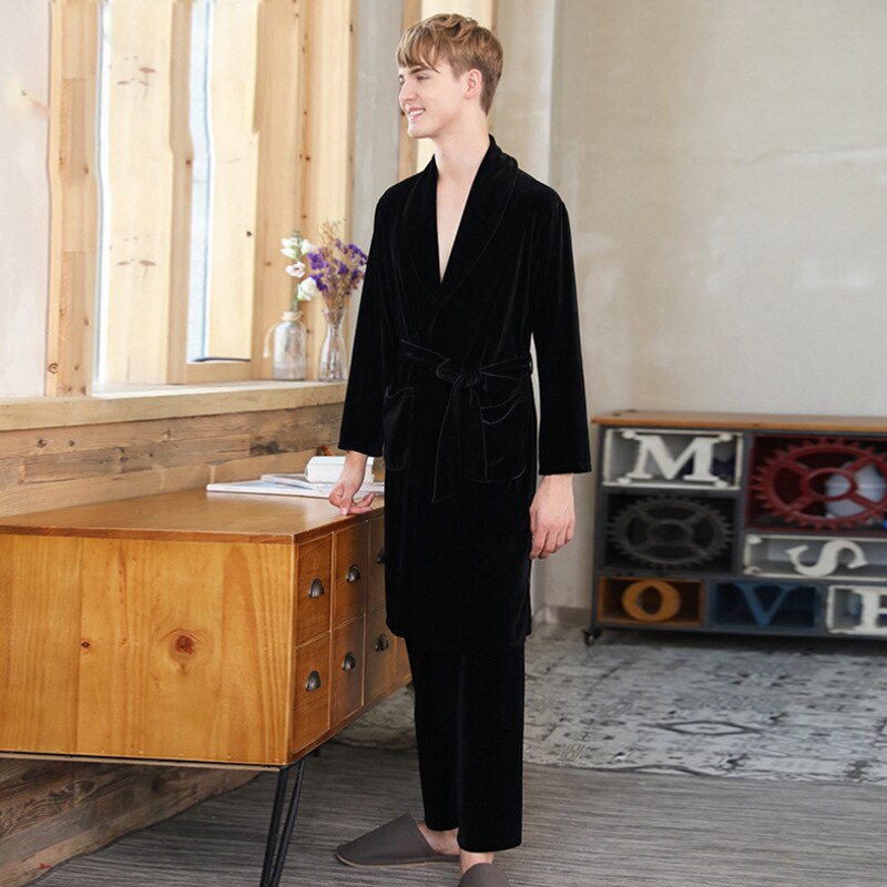 ADOME Pyjamaset voor heren, shirt met lange mouwen en lange broek, nachtkleding, S-XXL, S
