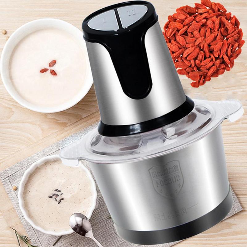 2 Speeds 300W Stainless Steel Meat Grinder 2L Big Capacity Electric Chopper Meat Grinder Mincer Household Food Processor Slicer