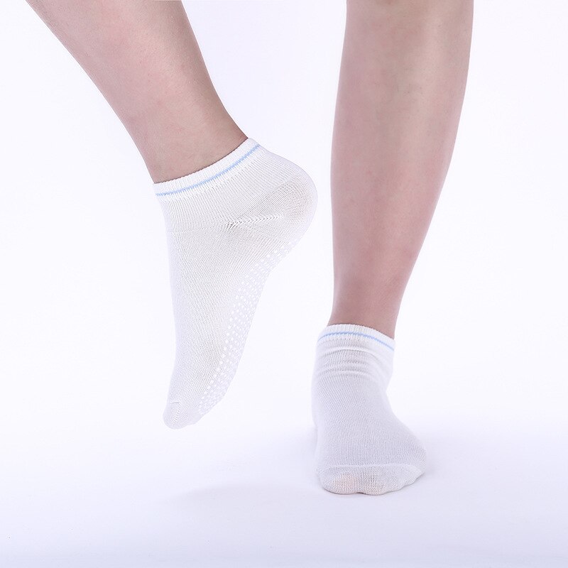 Rutschfeste yoga-socken für damen, rutschfest, aus silikon, für fitnessstudio, pilates, ballett, sport, aus atmungsaktiver, elastischer baumwolle, größe  x759b: Weiß