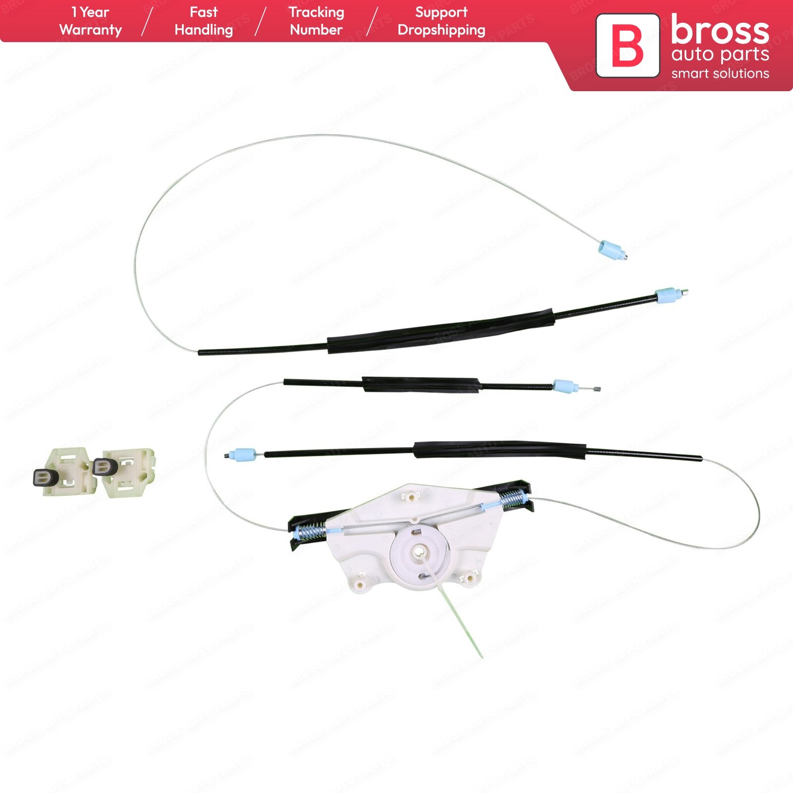Bross Auto Parts BWR421 Electrical Power Window Regulator Repair Kit Front Left Door 1M0837461A for Seat Leon 1M MK1
