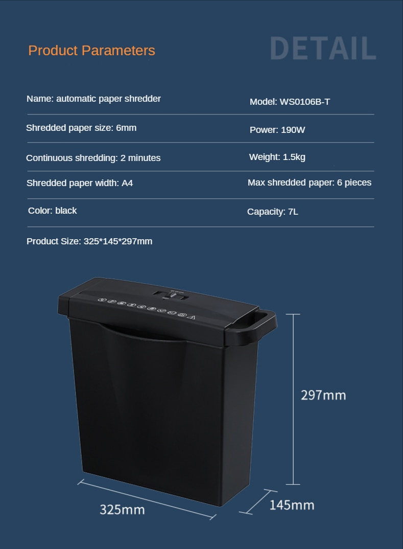 220V Mini Office Electricity Paper Shredder A4 Shredder Machine Mute Household Portable Paper Shredder Desktop File Paper Cutter