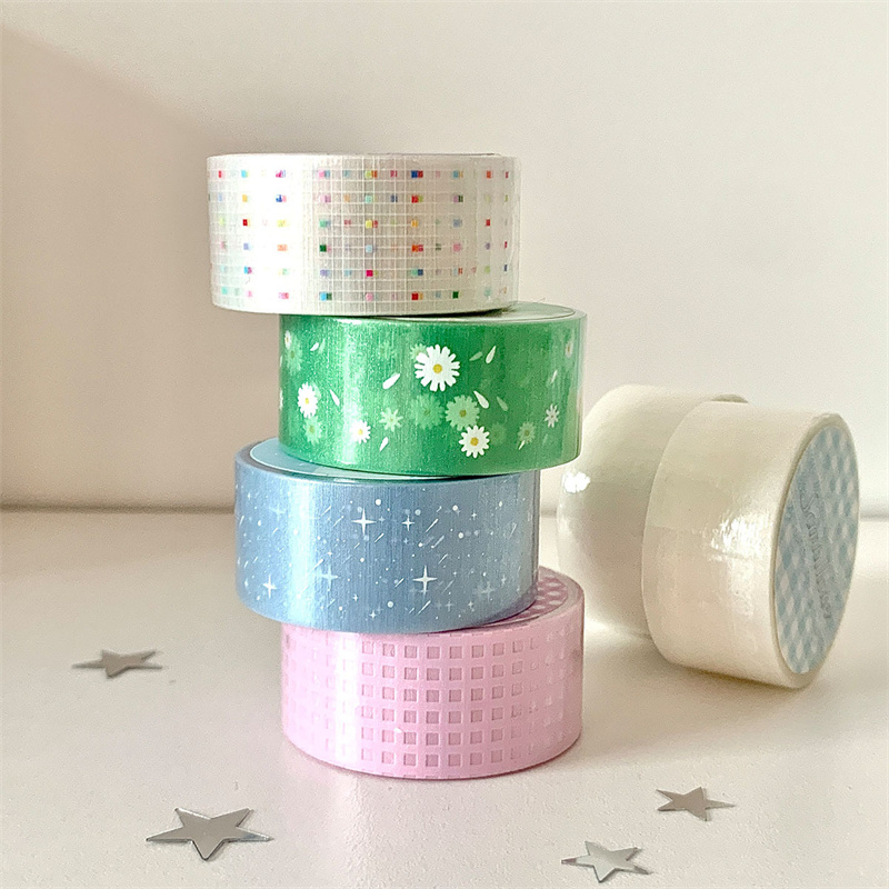 1 rollo de cinta Washi de flores exquisita brillante de 3m, cinta adhesiva decorativa DIY para chica, caja de para estudiantes, cinta de embalaje, papelería