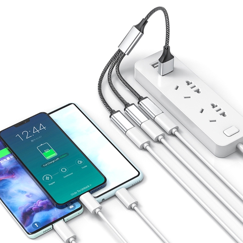 Cable divisor de alimentación USB 2,0, adaptador de 1 macho a 2 hembra con USB C para carga y sincronización de datos para ordenador portátil