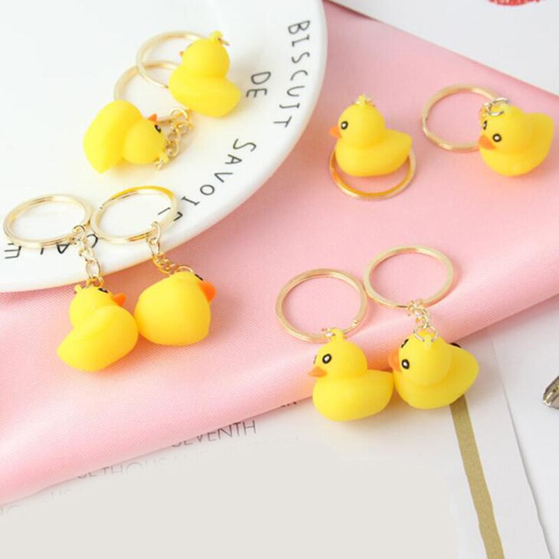 1pc Cute Yellow Duck Silicone Key Chain Bag Pendant Accessory Keyring Toys