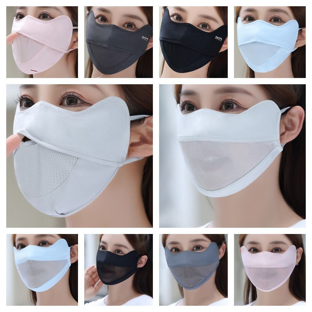 Elastischer UV-Schutz Eisseide Gesichtsschal Mesh Einfarbiger Sonnenschutz Gesichtsschleier Gesichtsmasken Anti-UV Gesichtsbedeckung Sport