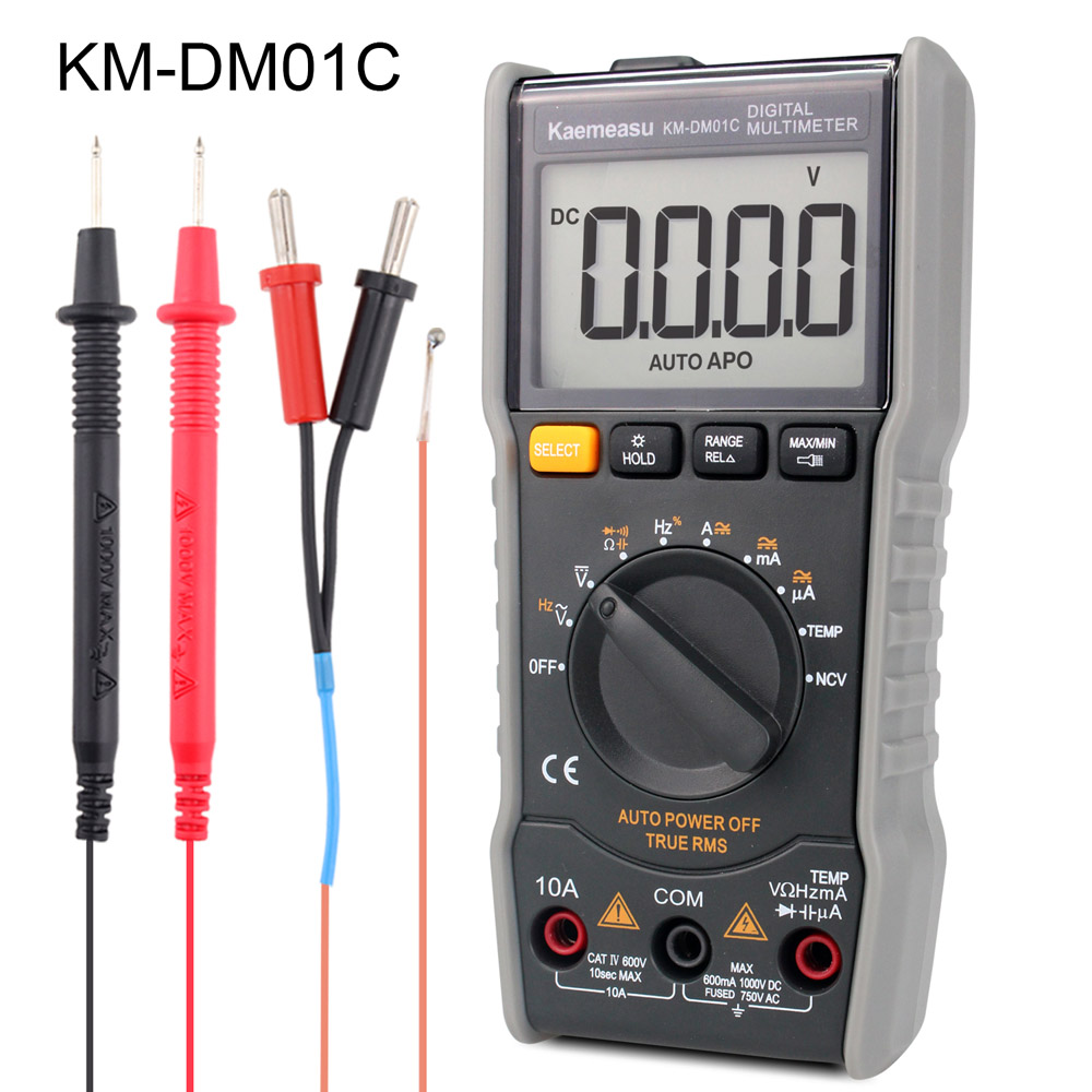 Multifunktions Intelligente Digital Multimeter DC/AC Kapazität Widerstand NCV True RMS Elektronische Wartung instrument Werkzeuge: KM-DM01C