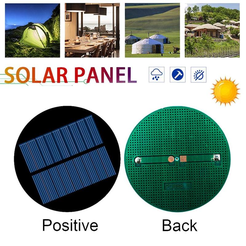 Round Black Solar Panel Polycrystalline Silicon Glue Diy Powered For Charging Dc Models Batteries And Board Cellphone S C2O2