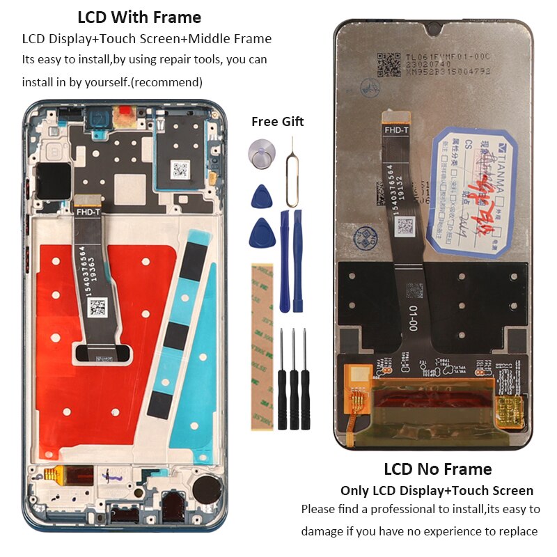 6.15 "Display Voor Huawei P30 Lite Lcd-scherm Getest Touch Screen Vervanging Voor Huawei Nova 4e/P 30 lite MAR-LX1A LX1M Screen