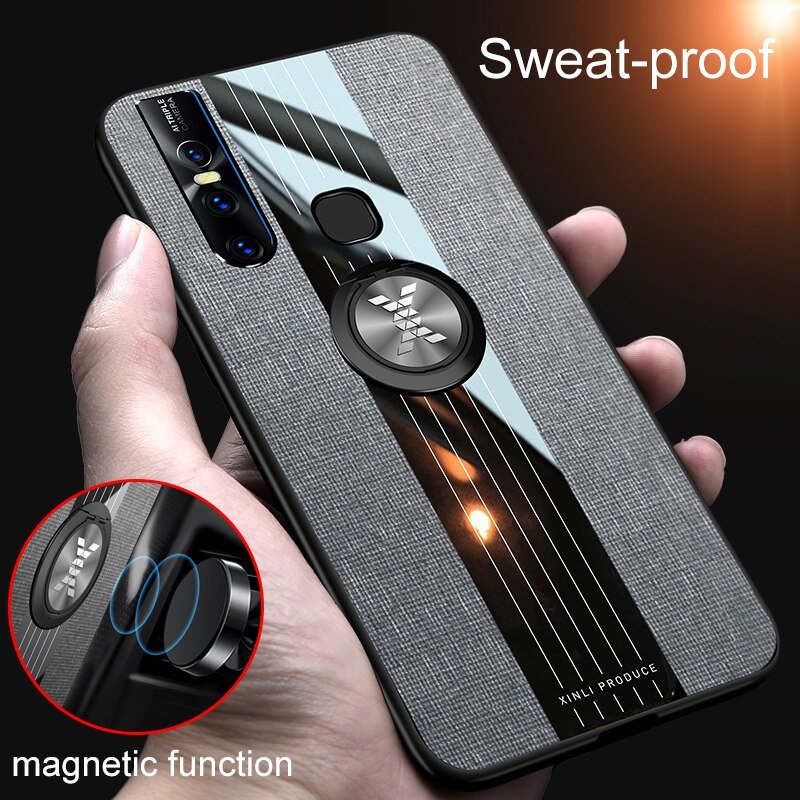 Mobiele Telefoon Case Voor Vivo X27 6.39 &quot;Case Cover Siliconen Doek Volledige Beschermende Vinger Ringen Houder Stand Back Coque VIVOX27