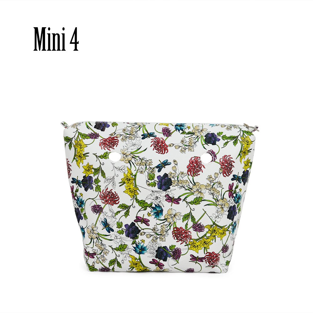 Inner Zipper Pocket Floral PU Leather Lining Waterproof Insert for Big Classic Mini Obag EVA O BAG Women Handbag: mini 4