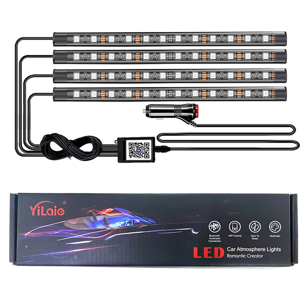Ambient Foot Light Strip Car Neon Interior LED RGB Light Strips With Control Auto Decorative Lamps Chassis Light Strips: 6000 k biały zimny