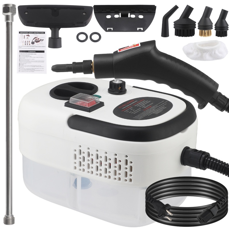2800W Dampfreiniger - Hohe Temperatur & Druck - Küchenöl & Autodesinfektion - 30+ Min Dampf: Weiß / Au