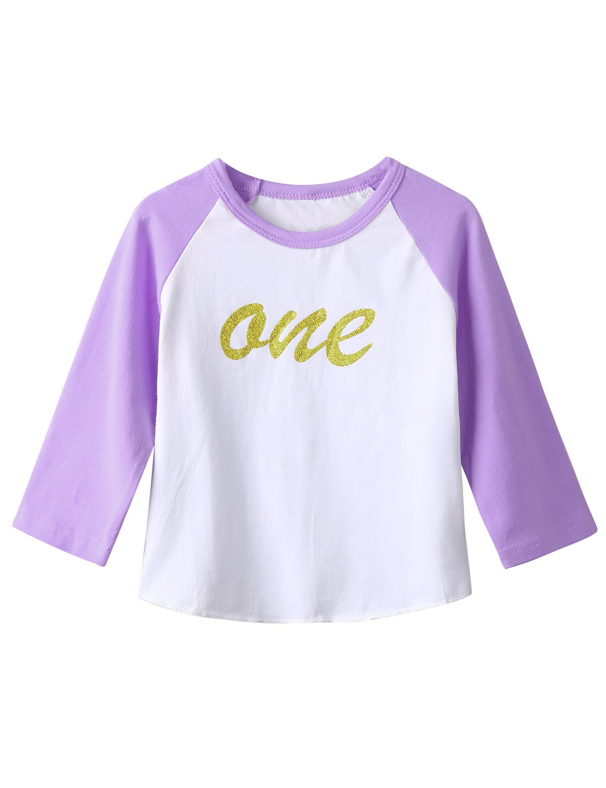 Infantil do bebê meninas t-shirts aniversário raglan mangas glitter carta um impresso algodão macio camisa topos bebê crianças roupas casuais