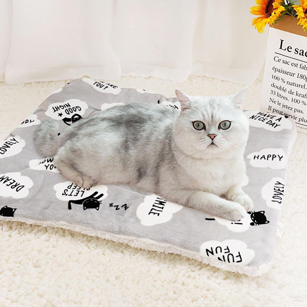 Varm hund dyrematte myk fortykningstrykk høst og vinter katt hundeseng pute teppe for små middels store hunder katter sml xl