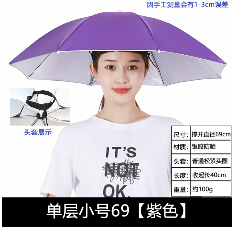 Outdoor Portable Umbrella Hat Sunscreen Waterproof Foldable Beach Hats Universal Umbrella Headwear Sun Fishing Hats Camping 2025: Violet