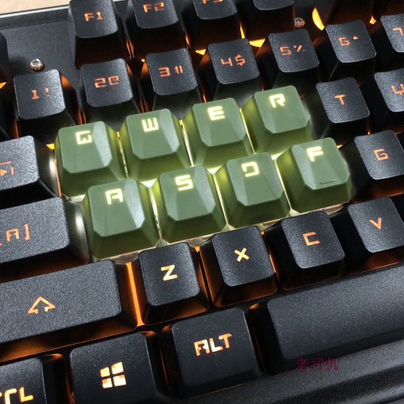8 keys/set ABS QWERASDF key caps mechanical keyboard anti-skid backlit keycaps with free key cap puller