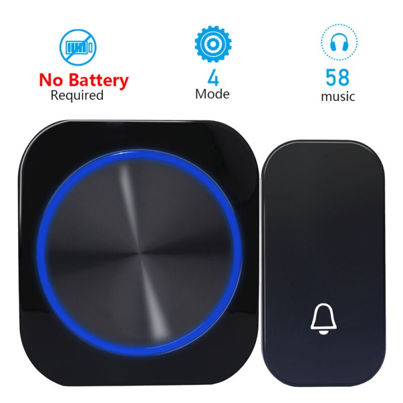 Self Powered Waterproof Wireless Door Bell EU Plug Smart Home Doorbell 4 Modes Memory Function Intelligent Door Bell Chime