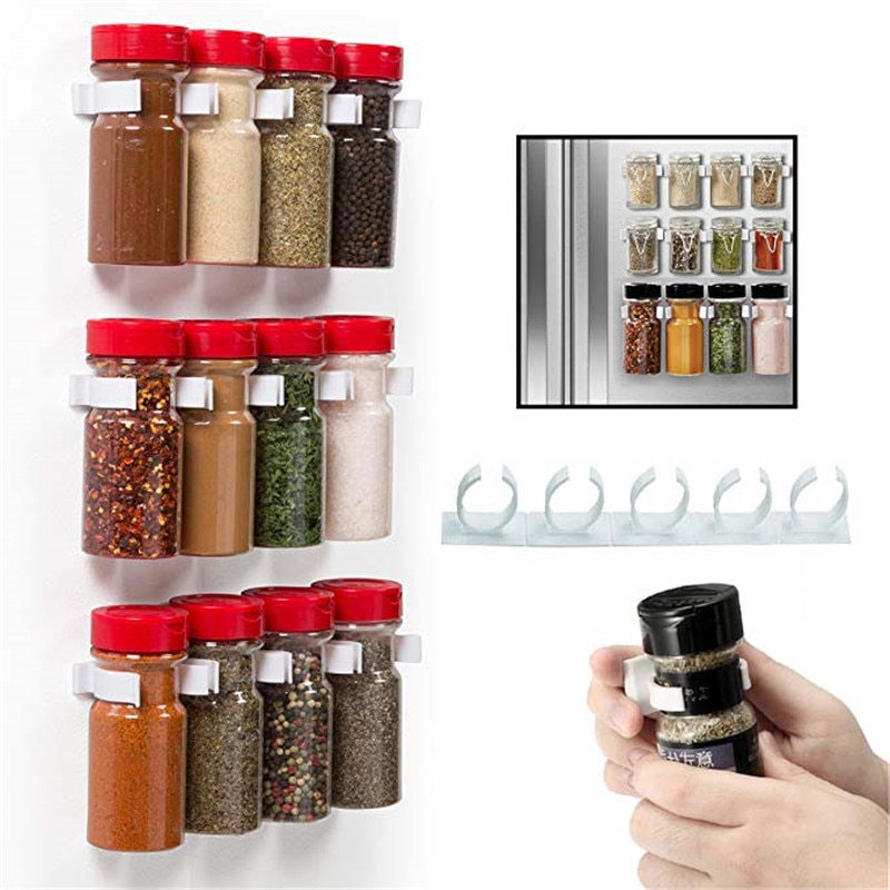 4 Uds. De montaje en pared para gabinete, Clip para ingredientes caseros, estantes para botellas de especias, porta frascos de ahorro de espacio, utensilios de cocina